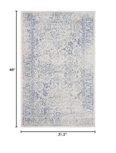 SAFAVIEH Adirondack Collection Accent Rug - 2'6" x 4', Ivory & Light Blue, Distressed Vintage Floral Design, Non-Shedding & Easy to Clean, Ideal for Front Door, Kitchen, Entryway, Foyer (ADR109L) - color: Ivory/Light Blue, size: 2'6" x 4' (Rectangular)