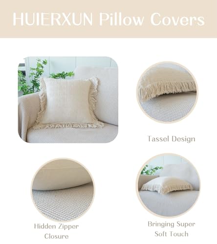 Solid Color Throw Pillow Cover with Fringe Tassels Super Soft Bed Pillow Shams Farmhouse Neutral Decorative Pillowcase for Sofa Couch Bed (Patternd,18"x18") - color: Pattern D, size: 18"x18",Throw Pillow Covers