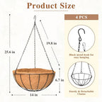4 Pack Hanging Planter for Outdoor Plants 14 inch Metal Hanging Flower Basket with Coco Coir Liner Round Wire Plant Holder Chain Flower Pots Outdoor Garden Decoration Watering Hanging Baskets(XG) - size: 14" x 4 Pack, style: Watermelon