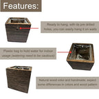 LaLaGreen Wood Planter Boxes for Indoor Plants (4x4 Inch, 6 Pack) Small Square Wall Mounted Planters Flower Pot, Herb Wooden Box Hanging Plant Holder Outdoor Balcony Vertical Garden Modern Home Decor - size: 4x4" x 6 pack