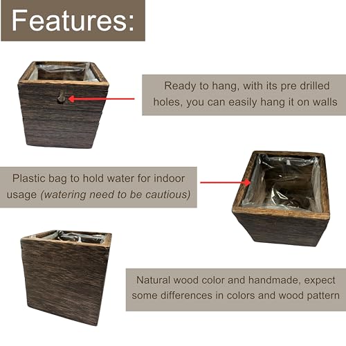 LaLaGreen Indoor Planter Box for Plants (4x4 Inch, 12 Pack) Small Square Wooden Wall Mounted Planters Wood Window Boxes Hanging Flower Pot Plant Holder Outdoor Herb Modern Vertical Garden Home Decor - size: 4x4" x 12 pack