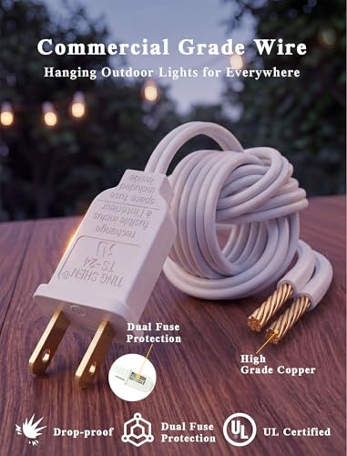 Abeja Outdoor Frosted String Lights G40-25Ft with 27 Clear Bulbs, UL Listed for Patio Garden Umbrella Bars Balcony Party Decor Indoor, E12 Base, 5W, White - color: 25FT Frosted White-White, size: 25FT