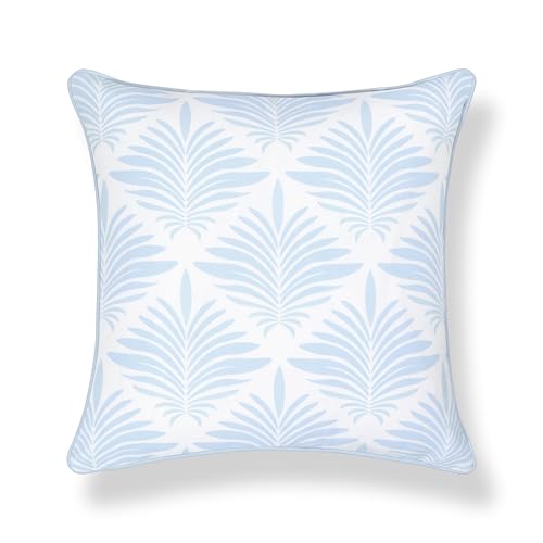 Hofdeco Premium Grandmillennial Coastal Hampton Patio Indoor Outdoor Throw Pillow Cover Only, 20"x20" Water Repellent for Backyard, Couch, Poolside, Baby Blue Print Abstract Plam Leaves - color: Baby Blue Abstract Plam Leaves 20"x20"