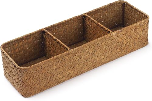 Toilet Basket Tank Topper, Seagrass Wicker Bathroom Storage Basket (14.6" x 4.7" x 3.1") - color: Natural, size: 14.6" x 4.7" x 3.1"