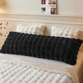 LIFEREVO Fluffy Faux Rabbit Fur Body Pillow Cover, Luxury Bubble Waffle Shaggy Plush Bed Body Pillowcase with Zipper Closure, Long 20"x54" Fuzzy Furry Pillow Case for Adults Kids Girls Teens, Black - color: Black