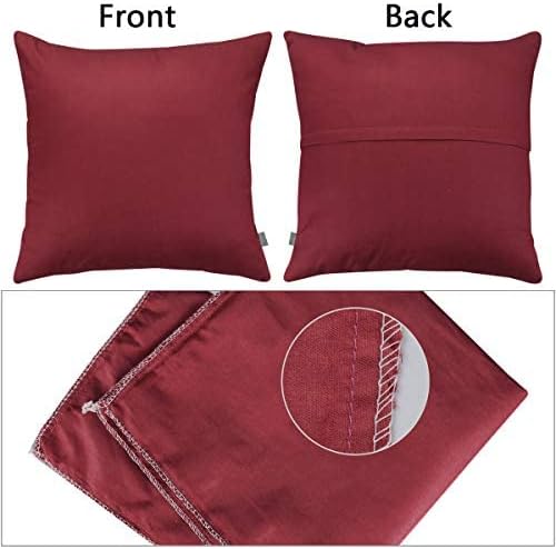 4-Pack 100% Cotton Comfortable Solid Decorative Throw Pillow Case,Thmyo Square Cushion Cover Pillowcase Sublimation Blank Pillow Covers DIY Throw Pillowcase for Sofa(24x24 inch/ 60x60cm,Wine red)