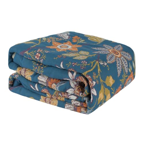 Boho Throw Blanket for Couch Bed, 100% Cotton Soft Rustic Quilt 50''x 60'', Super Soft Bohemian Decor Reversible Sofa Bed Chair Blanket Cover for All Seasons(Floral) - color: Floral 8, size: 50*60 inch