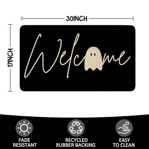 Halloween Door Mat,Cute Spooky Ghost Outdoor Mats for Front Door,Fall Halloween Indoor Entrance Non-Slip Doormat Entryway Welcome Rubber Mats for Porch Decor 30" x 17" - color: Halloween 5