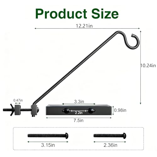 17-Inch Deck Bird Feeder Hanger for Railing, Outdoor Decor Plant Hanger, Balcony Railing Hook - 15LB Capacity - for Hanging Plants, Bird Feeders, Lanterns, Wind Chimes - size: 17 inch 1 Pack