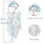 White and Cyan Dream Catcher with Tree of Life | Handmade, Wall Decor, Wall Hanging Ornament, Bedroom Living Room Home Decor