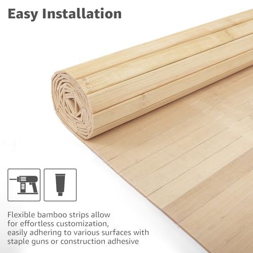 Art3d Natural Bamboo Wall Panel for Interior Wall Decor, Renewable Pole Wrap Wainscoting Paneling for Wall Ceiling Furniture Cabinet Office, 12 x 96 Inch - Carbonized, 1-Pack - color: Carbonized, size: 1-12" x 96"