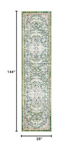 SAFAVIEH Madison Collection Runner Rug - 2'2" x 12', Green & Turquoise, Boho Chic Medallion Distressed Design, Non-Shedding & Easy Care, Ideal for High Traffic Areas in Living Room, Bedroom (MAD447Y) - color: Green/Turquoise, size: 2'2" x 12' (Runner)