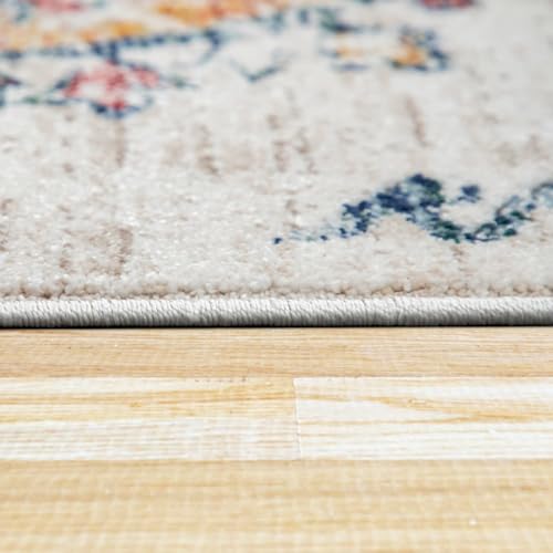 Paco Home Vintage Rug Oriental Design with Modern Ornaments in Faded Cream, Size: 5'3" x 7'7" - color: Cream, size: 5'3" x 7'7" (Rectangular)