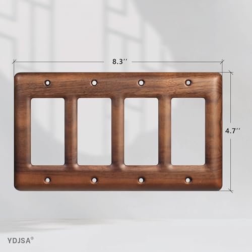 Four Light Switch Cover Plate Solid North American Walnut 4-Gang Decorative Wall Plate for Stylish and Modern Interiors - color: Walnut wood, size: Quad Toggle