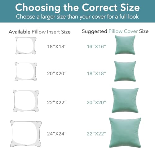Oubonun 18x18 Inches Pack of 2 Throw Pillows Inserts, White Square Cushion Inner Soft Fluffy Plump Stuffer Pillows Inserts for Sofa Bed Couch - size: 18×18 inch