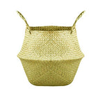 Craft Small Seagrass Belly Basket for Storage, Laundry, Picnic and Woven Straw Beach Bag - Plant Pots Cover Indoor Decorative