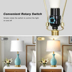 24" Aqua Blue Ceramic Table Lamps Set of 2, Modern Classic Bedside Lamps for Bedroom Nightstand, Small Table Lamp for Living Room End Table (2 LED Bulbs Included) - color: Aqua Blue - 24"H