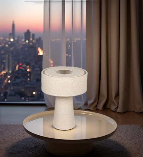 Cruiser’s Caché 13" Contemporary Boucle Fabric Table Lamp, Cream Color. Complete with Lampshade - style: Contemporary Boucle