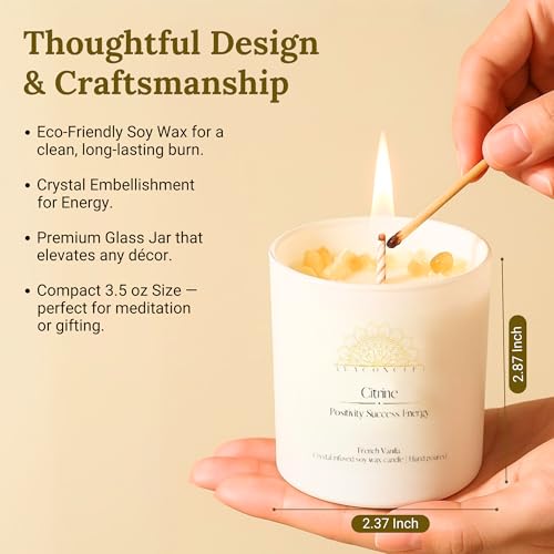 AvaConcept Healing Crystal Candle Gift Set – Set of 3 Citrine, Amethyst & Lazurite Hand-Poured Soy Wax French Vanilla, Lavender & Sea Salt Orchid Aromatherapy Scents 3.5oz Each | Premium Gift Box - size: 3.5oz, style: French Vanilla, Lavender & Sea Salt O