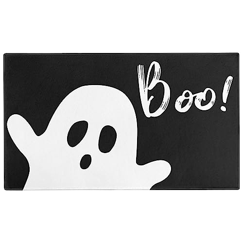 Halloween Door Mat,Halloween Ghost Boo Outdoor Mats for Front Door,Halloween Indoor Entrance Non-Slip Doormat,Halloween Entryway Welcome Rubber Mats for Front Porch Decor 30" x 17" - color: Halloween Ghost Boo