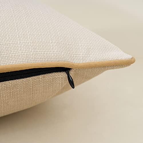 Yangest Patchwork Pillow Cover 18x18 Inch Luxury Cotton and Linen Cushion Cover Square Pillowcover for Couch Bedroom Living Room, Khaki - color: Khaki, size: 18" x 18" (Pack of 1)