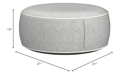 Inflatable Pouf Ottoman, 21x10 Inches Stuffed Chenille Ottoman with Inflatable PVC Liner, Foot Rest with Portable Handle, Round Floor Pillow for Living Room, Bedroom, Kids Room - color: Grey