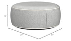 Inflatable Pouf Ottoman, 21x10 Inches Stuffed Chenille Ottoman with Inflatable PVC Liner, Foot Rest with Portable Handle, Round Floor Pillow for Living Room, Bedroom, Kids Room - color: Grey