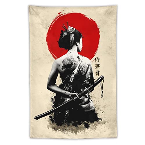 JOKIMAL Japanese Woman Geisha Samurai Tapestry Poster Wall Wall Art WallDecor Apartment Home Dorm Wall Decorations for Living Room BedroomTapestries 40"x60" - color: Geisha 1