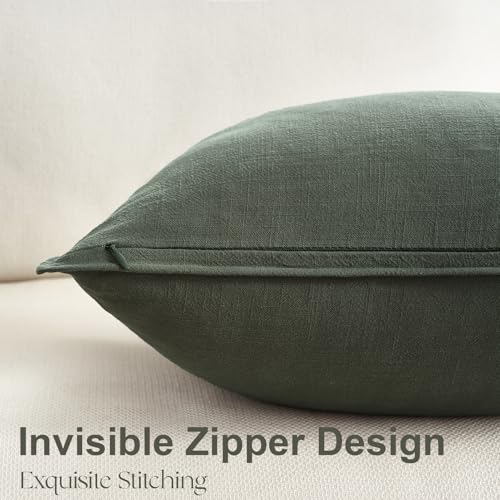Linen Soild Decorative Throw Lumbar Pillow Covers Soft Accent Farmhouse Gold Olive Pack of 4 Cushion Case 12 x 20 Inch Rectangle Pillowcase for Couch Bedroom and Living Room Home Decor - color: Gold Olive, size: 20" x 12" (Pack of 4)