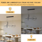 ORANOOR Modern LED Pendant Lights, Dimmable 39in Linear Wave LED Chandelier Lighting, Black & Gold Dining Room Hanging Light Fixtures Kitchen Island Globe Pendant Light for Dining Table (2705lm)
