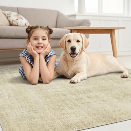 Joydeco 9x12 Area Rugs Classic for Living Room, Beige | Non Slip Machine Washable Low Pile for Bedroom Dining Room Home Office Pet & Child Friendly - color: Beige, size: 9' x 12' (Rectangular)