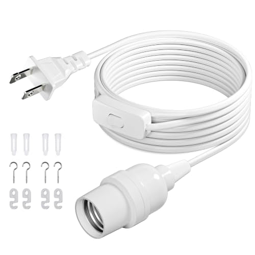 DiCUNO Hanging Lantern Extension Cord Cable, E26 Pendant Light Socket On Off Inline Cord Switch Control Lamp, Switch Close to Polarized Plug, 13 Feet, White, 1-Pack - style: 13ft - White