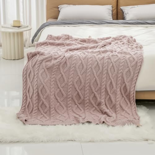 bearberry Plush Fleece Blanket Ultra Cozy & Warm Cable Knit - Machine Washable Throw for Living Room, Bedroom, Office | Lightweight Fuzzy Blanket for Adults, Kids, Pets (Beige, 40”x50”) - color: Cable Knit Beige, size: Kids(40″x50″)