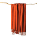 CUDDLE DREAMS Premium Cashmere Throw Blanket with Fringe, Luxuriously Soft (Persimmon) - color: Persimmon