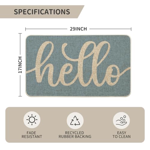 Artoid Mode Blue Hello Winter Doormat, Christmas Home Decor Low-Profile Switch Rug Door Mat Floor Mat for Indoor Outdoor 17x29 Inch - color: Blue, size: 17" x 29"