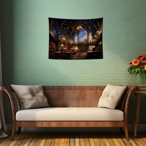 QGHOT Fantasy Library Tapestry Wall Hanging Magic School Bookshelf Backdrop Fairy Tale Library Tapestries for Teens Bedroom Living Room Dorm Decor 39.4" x 31.5" - color: C, size: 31.5"L x 39.4"W