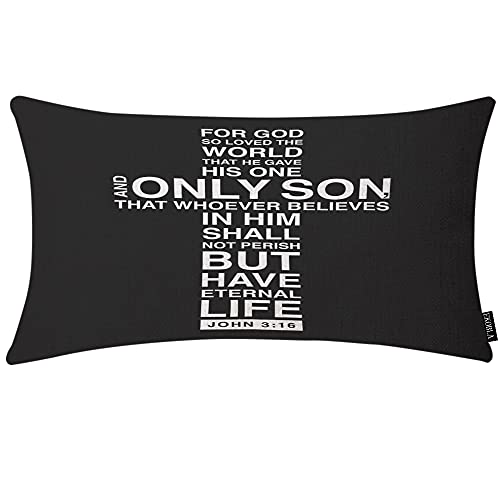 EKOBLA Bible Verse Oblong Throw Pillow Covers for God So Loved The World Christian Church Faith Holy Religious Decorative Cushion Cases for Couch Sofa Bedroom Cotton Linen 12x20 Inches - color: Multi-bs22, size: 20" x 12" (Pack of 1)