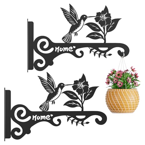 Metal Plant Hooks (2-Pack) - Decorative Wall Hangers with Bird Design for Indoor & Outdoor Use - Hanging Brackets for Plants, Flower Baskets, Bird Feeders, Lanterns - Patio, Garden, Home Decor - style: 2 Pcak Bird