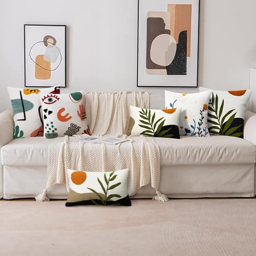 Merrycolor Boho Abstract Pillow Covers Colorful Woman Face Line Cute Pillow Cases Mid Century Aesthetic Modern Boho Pillows Decorative Throw Pillows for Bed Couch Living Room,1PC 18×18 inch - color: Colorful, size: 18" x 18" (Pack of 1)