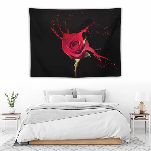 Flower Tapestry Red Rose Floral Printed Wall Hanging Modern Minimalist Design Soft Polyester Tapestry Wall Art Home Décor for Bedroom Living Room Dorm Wall Décor 40" x 30" - color: Flower_1, size: 40"L x 30"W