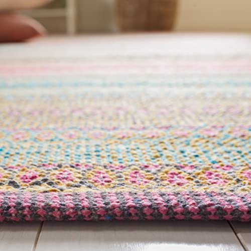 SAFAVIEH Montauk Collection Accent Rug - 3' x 5', Blue & Pink, Handmade Flat Weave Boho Stripe Cotton, Ideal for High Traffic Areas in Entryway, Living Room, Bedroom (MTK851U) - color: Blue/Pink, size: 3' x 5' (Rectangular)