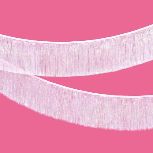 KatchOn, White Iridescent Fringe Banner - 6.5 Feet, Pack of 2 | Iridescent Fringe Garland for Bachelorette Party Decorations | Iridescent Tinsel Garland for Halloween Decor, Christmas Decorations - color: Iridescent