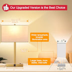 Lynnoland 21" Set of 2 Table lamp with USB A+C & AC Outlets, Touch Control 3-Way Dimmable Nightstand Lamps for Living Room Bedroom Office Reading, Linen Shade Touch Lamps, 3000K LED Bulbs Included - color: (2 Pack) Natural Linen & Brushed Gold (Base)-3000