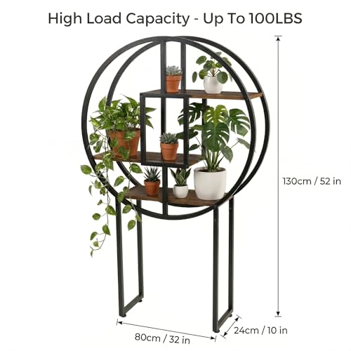 OFFICEROO Indoor Plant Stand 4ft 3in – Modern Asian Inspiration Moon Plant Stand, Circle Plant Shelf