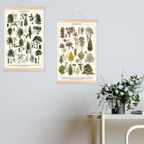 Chenkaiyang Vintage Tree Poster (2 Pcs), Green Tree Wall Art Prints, Rustic Retro Tree Chart, Living Room Decor - color: tree