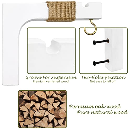 2 Pack Plant Hanger Hooks for Indoor Hanging Plants, Farmhouse Wooden Hanging Basket Wall Hooks for Outdoor Flower Pots Lanterns Wind Chime Lights Garden Decoration - color: White
