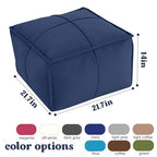 MeMoreCool Stuffed Round Pouf Ottoman Foot Rest, Floor Pouf Foot Stool with Soft Foam Chunk Filling, Small Round Ottoman Footstool Circle Footrest for Living Room - color: Piping Navy