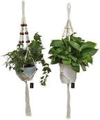 Macrame Plant Hangers Set of 2 – Handmade 39-Inch Indoor/Outdoor Hanging Planters with Wooden Beads, Boho Home Decor for Pots up to 9 Inches (Pots Not Included)