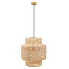 Frontsea Rattan Pendant Lighting for Kitchen | Bamboo Lampshade Handmade Weave Lighting | Wooden Boho Decor | Modern Hanging Ceiling Light Fixture (16inch)
