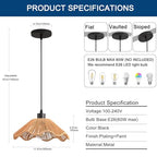3 Pack Brown Woven Pendant Light Fixtures,11.81" Rattan Pendant Lights Farmhouse Basket Light Fixture Adjustable Boho Hanging Lamp for Kitchen Island Bedroom Dining Room Foyer Hallway - color: flower+brown